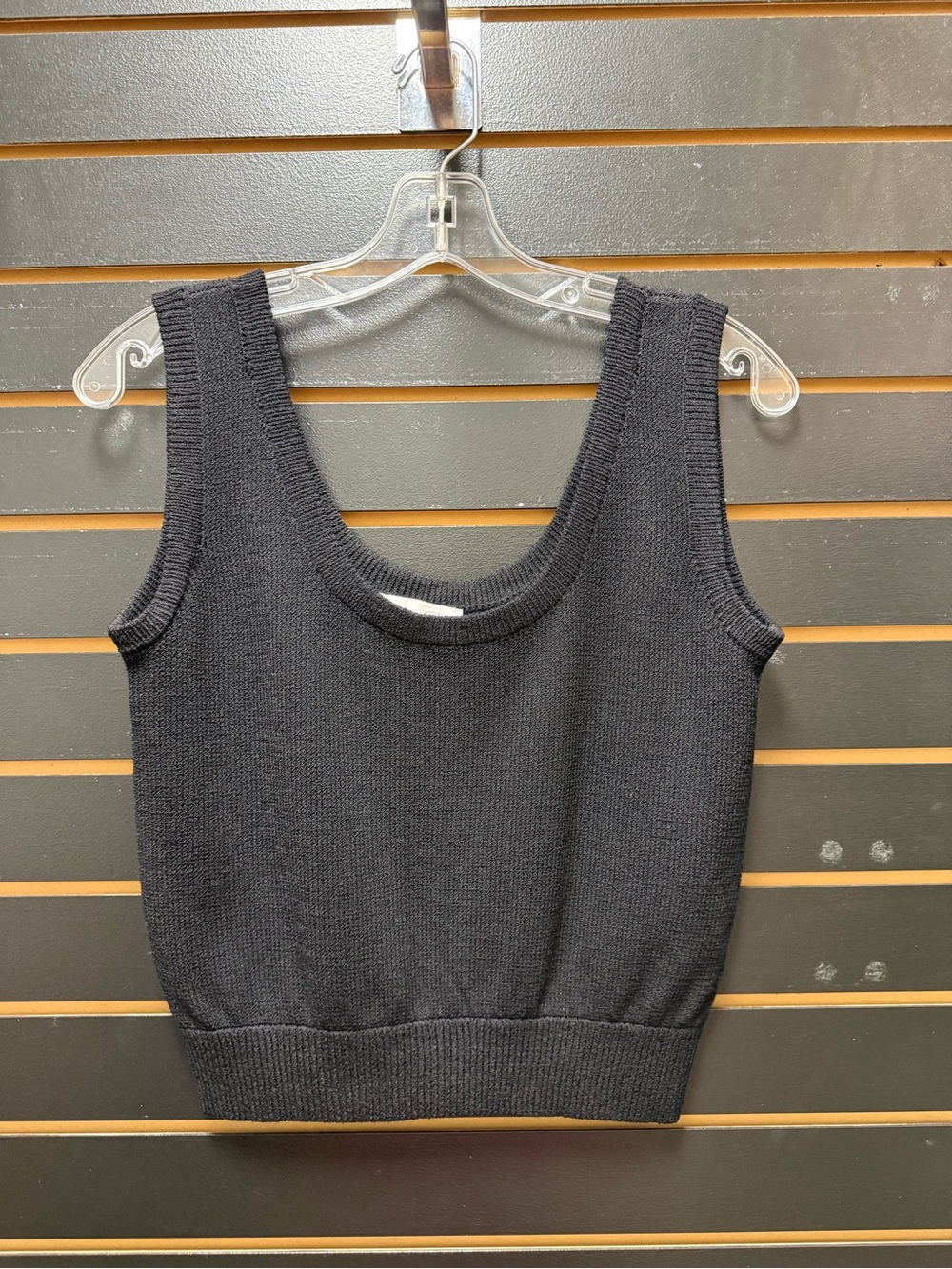 Vintage Marie St. John Black Knit Cropped Tank Top Size M Made in USA